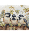 Luca-S Blue Tits on Fence Cross Stitch Kit 24x17.5 cm