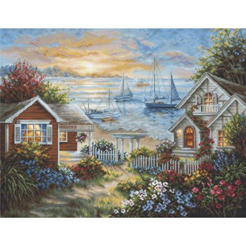 Luca-S Calm Seaside Cross Stitch Kit 31x24 cm