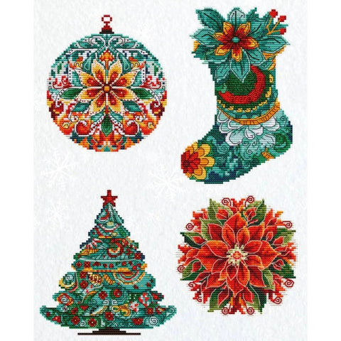 Luca-S Christmas Cross Stitch Kit Tree Ornaments 10x15cm