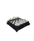 Gold & Silver Plated Brass Chess Pieces with Luxurious Marble/Wood Chessboard