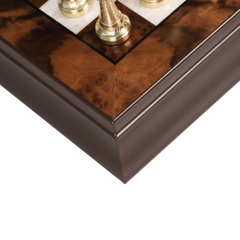 Luxurious Metal Chess Set with Walnut/Maple Wooden Chess Board/Box