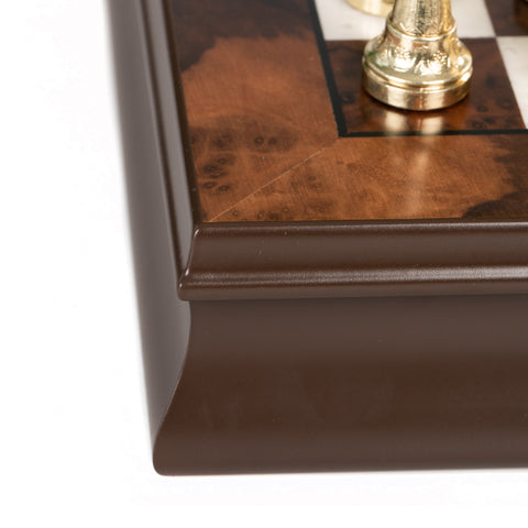 Luxurious Metal Chess Set with Walnut/Maple Wooden Chess Board/Box