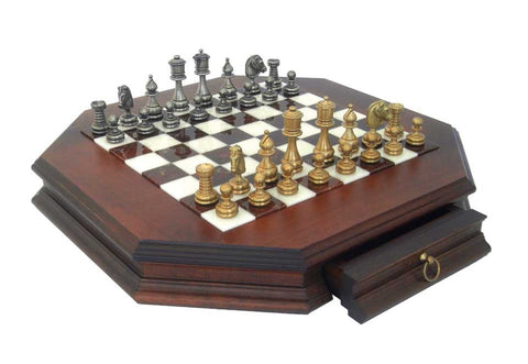 Luxurious Solid Brass Chess Set with Wooden Chess Board