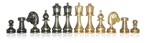 Luxurious Solid Brass Chess Set with Wooden Chess Board