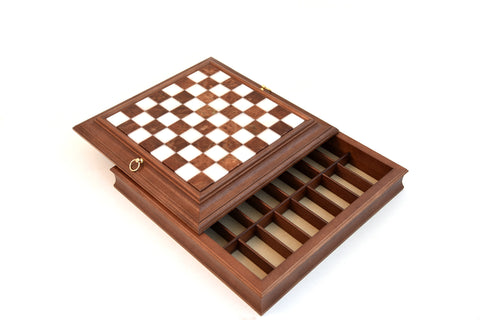 Luxury Solid Brass Chess Set with Briar Wood-Alabaster Chess Board