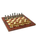Luxury Solid Brass Chess Set with Elm Wood Chess Board