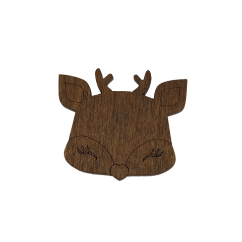 Magnetic Sewing Needle Holder with Deer Motif, 3 mm Plywood, 3.5 x 3 cm, Kind Fox by Wizardi