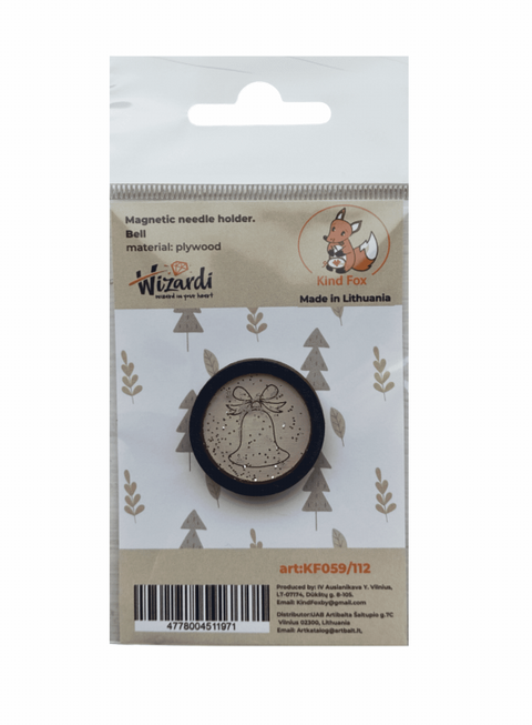 Magnetic Needle Holder for Sewing, 3 x 3 cm Natural Plywood Pin Keeper by Kind Fox by Wizardi