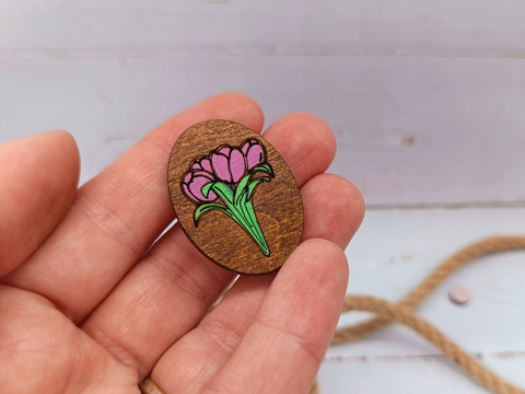 Magnetic Needle Minder with Floral Design, Plywood, 2.5 x 3.5 cm, Kind Fox by Wizardi