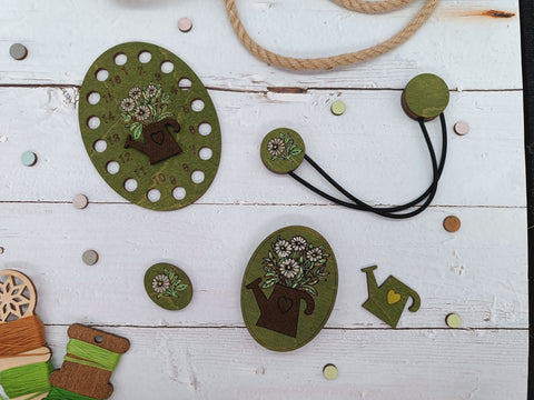 Magnetic Sewing Needle Holder with Flower Motif, Plywood, 2.5 x 3.5 cm, Kind Fox by Wizardi