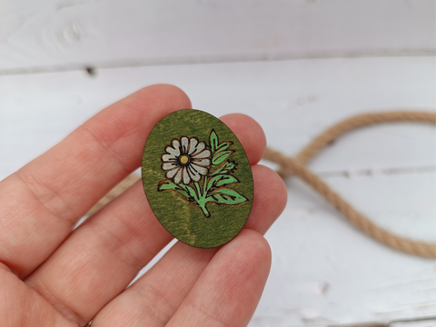 Magnetic Sewing Needle Holder with Flower Motif, Plywood, 2.5 x 3.5 cm, Kind Fox by Wizardi