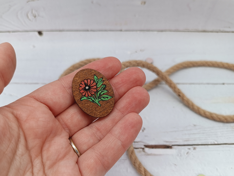 Magnetic Sewing Needle Holder with Floral Design, Plywood, 2.5 x 3.5 cm, Kind Fox by Wizardi