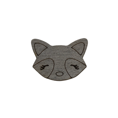 Magnetic Needle Holder for Sewing, Raccoon Motif, 3 mm Plywood, Natural Color, 3.5 x 3 cm, Kind Fox by Wizardi