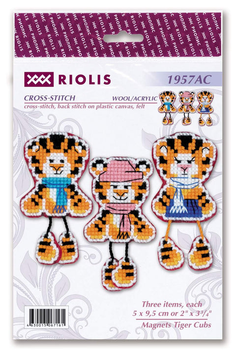 Magnets Tiger Cubs cross stitch kit by RIOLIS Ref. no.: 1957AC