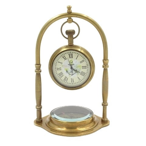 Marine Brass Clock With A Compass On A Sling | NC1880