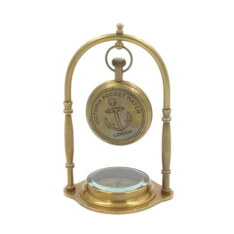 Marine Brass Clock With A Compass On A Sling | NC1880