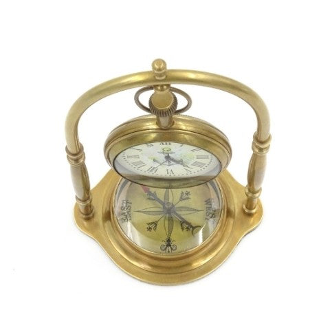 Marine Brass Clock With A Compass On A Sling | NC1880