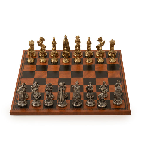 Mary Stuart Metal Chess Set with Leather-like Chessboard