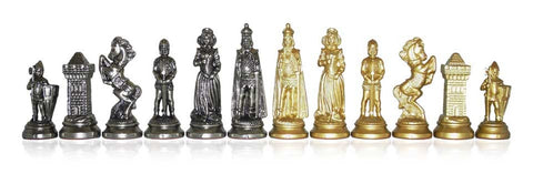 MARY STUART: Metal Chess Set with Rosewood Maple Chessboard