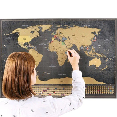 World (big) and UK (small) Scratch Map Set (Black)