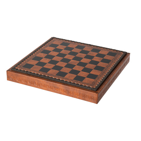 Medieval Style Metal Chess Set With Beautiful Leatherlike Box