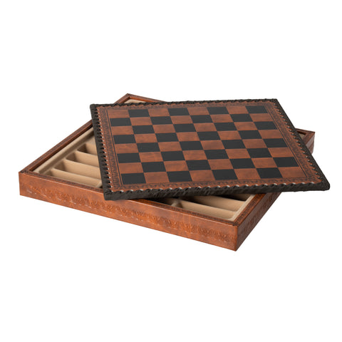 Medieval Style Metal Chess Set With Beautiful Leatherlike Box