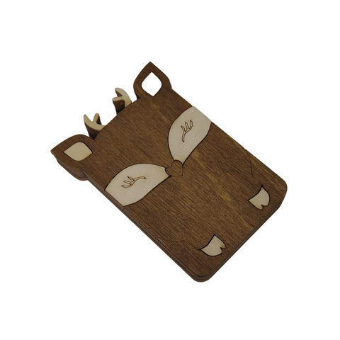 Wooden Sewing Needle and Thread Case, Deer Design, 3 mm Plywood, 5.5 x 8 cm, Kind Fox by Wizardi KF056/10