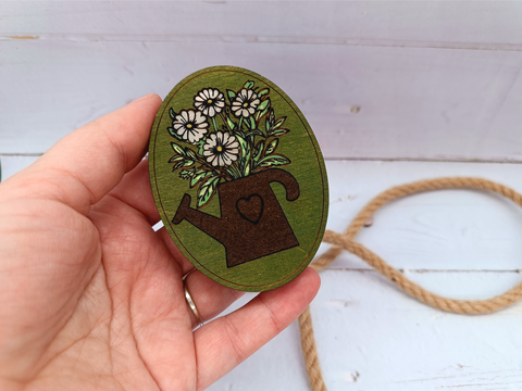 Wooden Needle Case with Floral Motif, Plywood Sewing and Knitting Needle Holder, 6 x 8 cm, Kind Fox by Wizardi