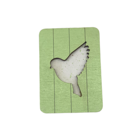 Wooden Sewing Needle Case with Bird Motif, Compact 5 x 7 cm, Natural Wood, Kind Fox by Wizardi KF056/12