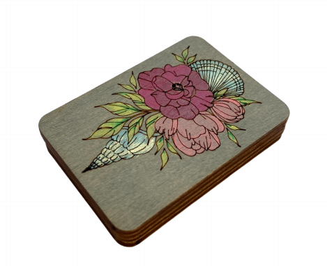 Wooden Needle Case for Knitting and Embroidery Needles, Gray, 5×7 cm, 3 mm Plywood, Kind Fox by Wizardi KF056/2