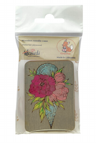 Wooden Needle Case for Knitting and Embroidery Needles, Gray, 5×7 cm, 3 mm Plywood, Kind Fox by Wizardi KF056/2
