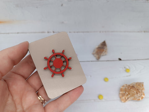 Wooden Steering Wheel Needle Case for Sewing Needles, 5 x 7 cm, 3 mm Plywood, Kind Fox by Wizardi