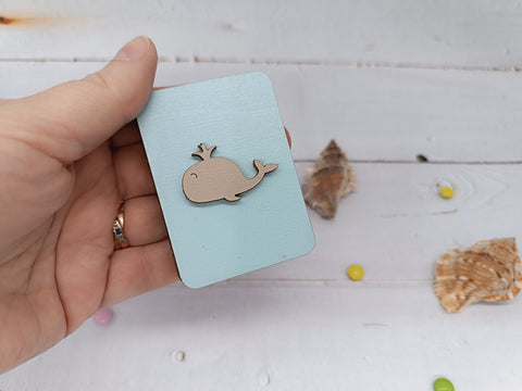 Wooden Needle Box, Whale-Shaped Sewing Needle Case, 3mm Plywood, Natural Wood, 5 x 7 cm, Kind Fox by Wizardi