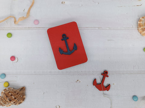 Wooden Needle Case with Anchor, 5 × 7 cm Sewing and Knitting Notions Holder, Kind Fox by Wizardi Plywood Craft Organizer