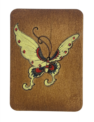 Hand-Painted Wooden Sewing Needle Case with Butterfly Design, 3 mm Plywood, 5 x 7 cm, Kind Fox by Wizardi