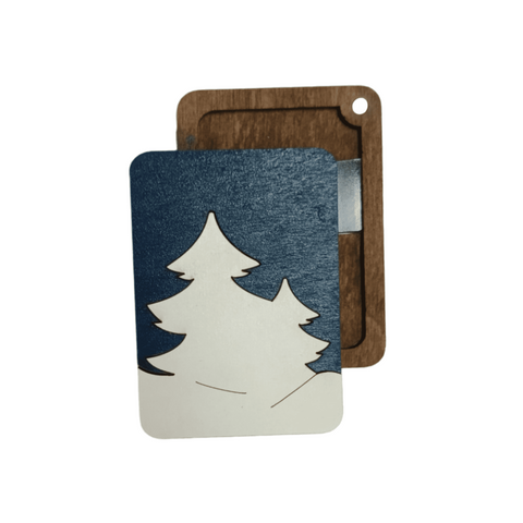 Wooden Needle Case for Embroidery and Sewing Needles, Winter Forest Design, 5 x 7 cm, Kind Fox by Wizardi, Plywood Case
