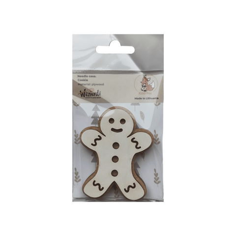 Wooden Sewing Needle Case, 3 mm Plywood, 6 x 7.5 cm, Natural Wood, Cookie KF056/77, Kind Fox by Wizardi