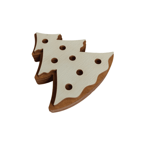 Wooden Needle Holder, Christmas Cookie Tree Design, 3 mm Plywood, 6 x 6 cm, Kind Fox by Wizardi
