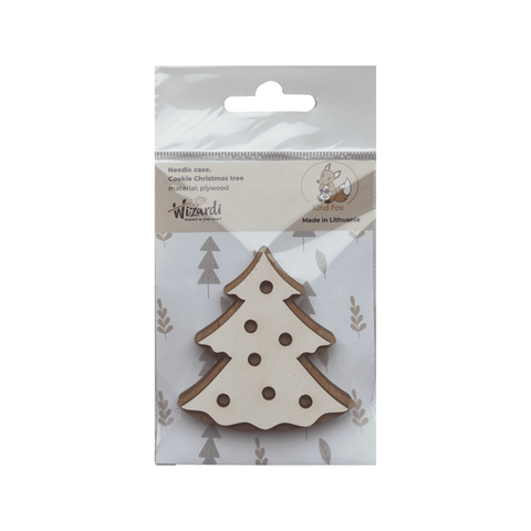 Wooden Needle Holder, Christmas Cookie Tree Design, 3 mm Plywood, 6 x 6 cm, Kind Fox by Wizardi