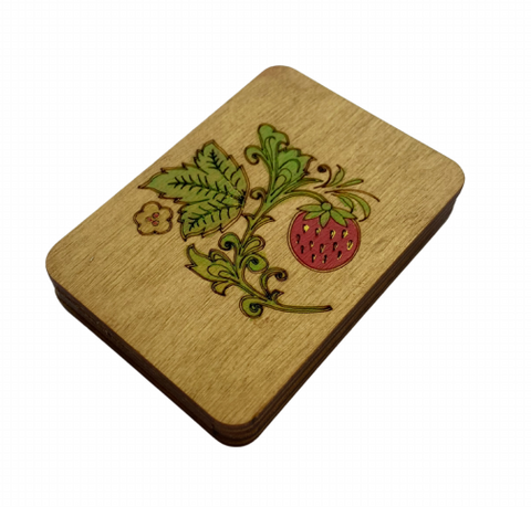 Wooden Needle Box for Sewing Supplies, Hand-Painted Oak Design, 6 x 7 cm Plywood Needle Case, Kind Fox by Wizardi