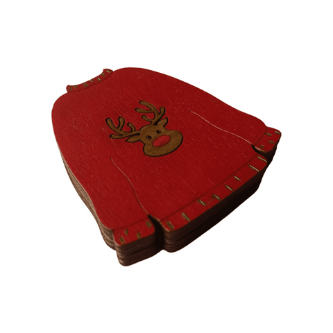 Wooden Needle Case with Christmas Sweater Motif, 3 mm Plywood, 6.5 x 7 cm, Kind Fox by Wizardi