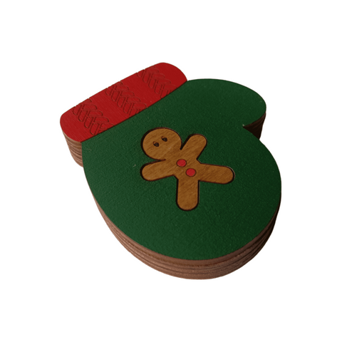 Wooden Needle Holder, Christmas Mitten Design, 6 x 6.5 cm, 3 mm Plywood, Kind Fox by Wizardi