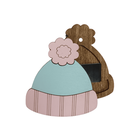 Wooden Needle and Pin Box, Blue Hat Design, 6.6 x 7 cm, Kind Fox by Wizardi