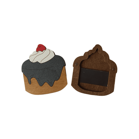 Wooden Embroidery Needle Box, Cherry Cake Design, 6 x 7 cm, Lightweight Plywood, Kind Fox by Wizardi