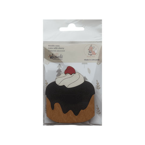 Wooden Embroidery Needle Box, Cherry Cake Design, 6 x 7 cm, Lightweight Plywood, Kind Fox by Wizardi