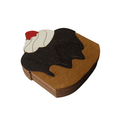 Wooden Embroidery Needle Box, Cherry Cake Design, 6 x 7 cm, Lightweight Plywood, Kind Fox by Wizardi