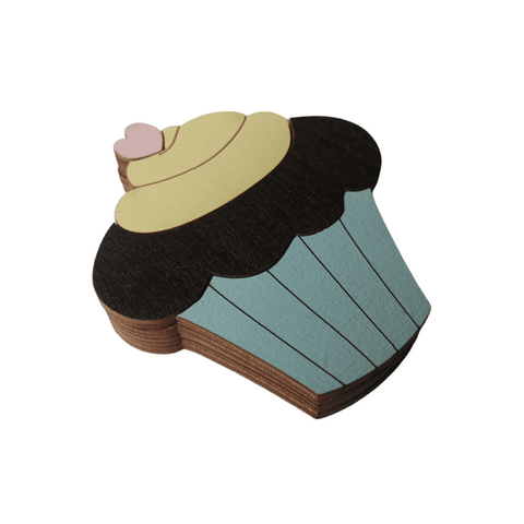 Wooden Sewing Needle Case, Chocolate Cupcake Design, 6 x 6.5 cm, Kind Fox by Wizardi, 3 mm Plywood