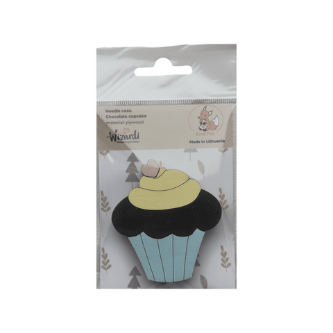 Wooden Sewing Needle Case, Chocolate Cupcake Design, 6 x 6.5 cm, Kind Fox by Wizardi, 3 mm Plywood