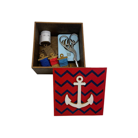 Decorative Wooden Anchor Box, Nautical Storage for Jewelry and Keepsakes, 10.2 × 10.2 × 5.5 cm, Kind Fox by Wizardi