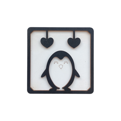 Wooden Penguin Storage Box, 10 x 10 cm, 3 mm Plywood, Jewelry, Keepsake or Gift Box, Kind Fox by Wizardi